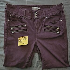Torrid Dark Purple Skinny Jeans with Zipper Details